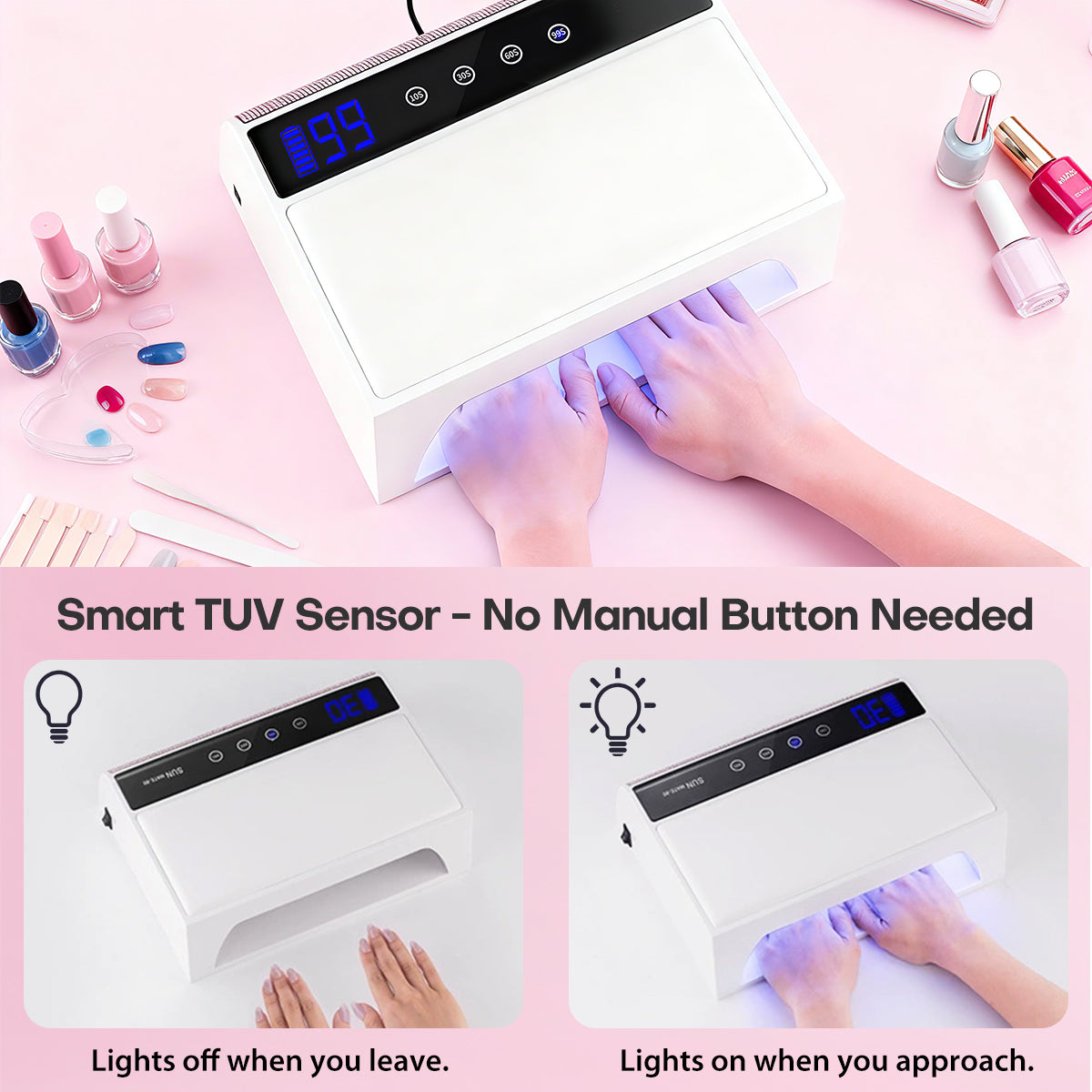 UV/LED Nail Lamp with Overhead Arm Rest SUN80