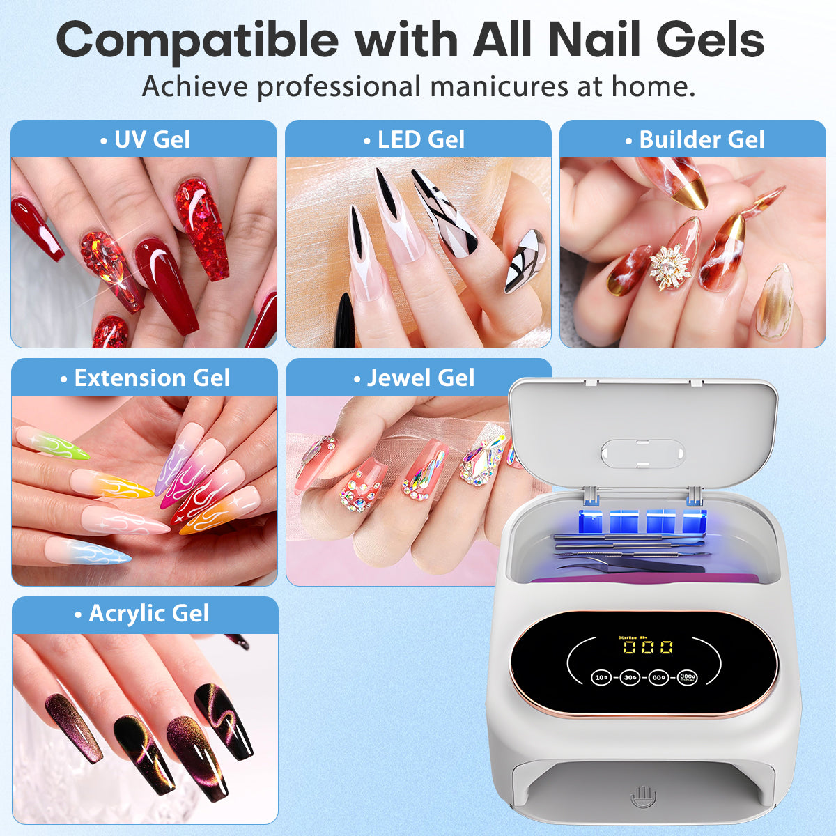 2-in-1 UV/LED Nail Lamp with Tool Sterilizer V16